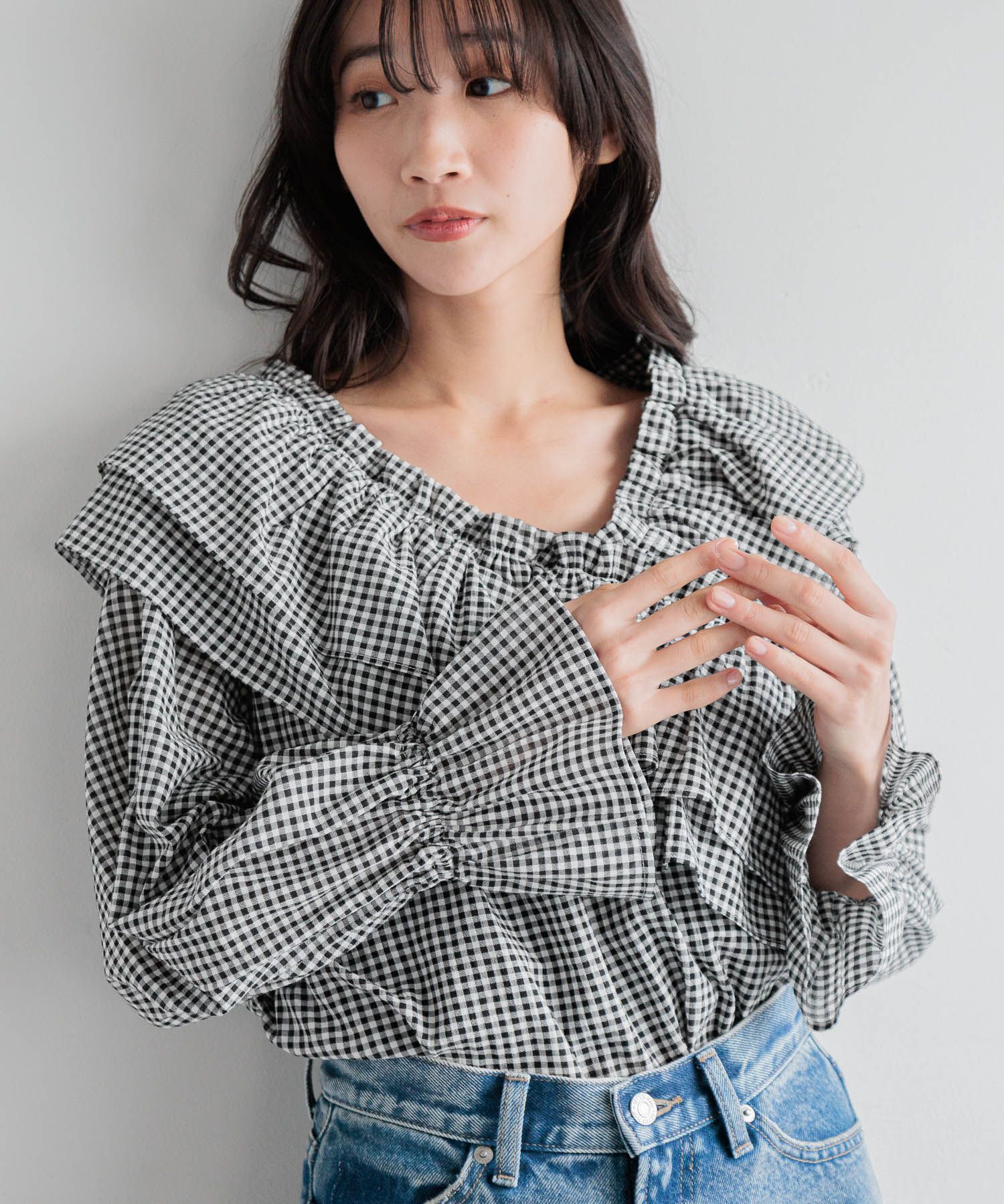 LOWRYS FARM「アシメフリルギャザーブラウス」|シャツ・ブラウス|