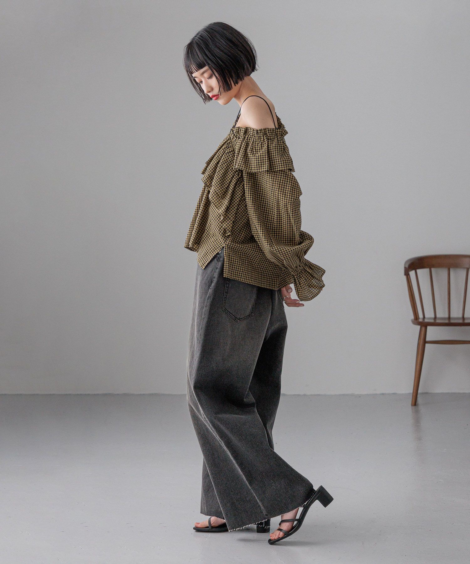 LOWRYS FARM「アシメフリルギャザーブラウス」|シャツ・ブラウス|