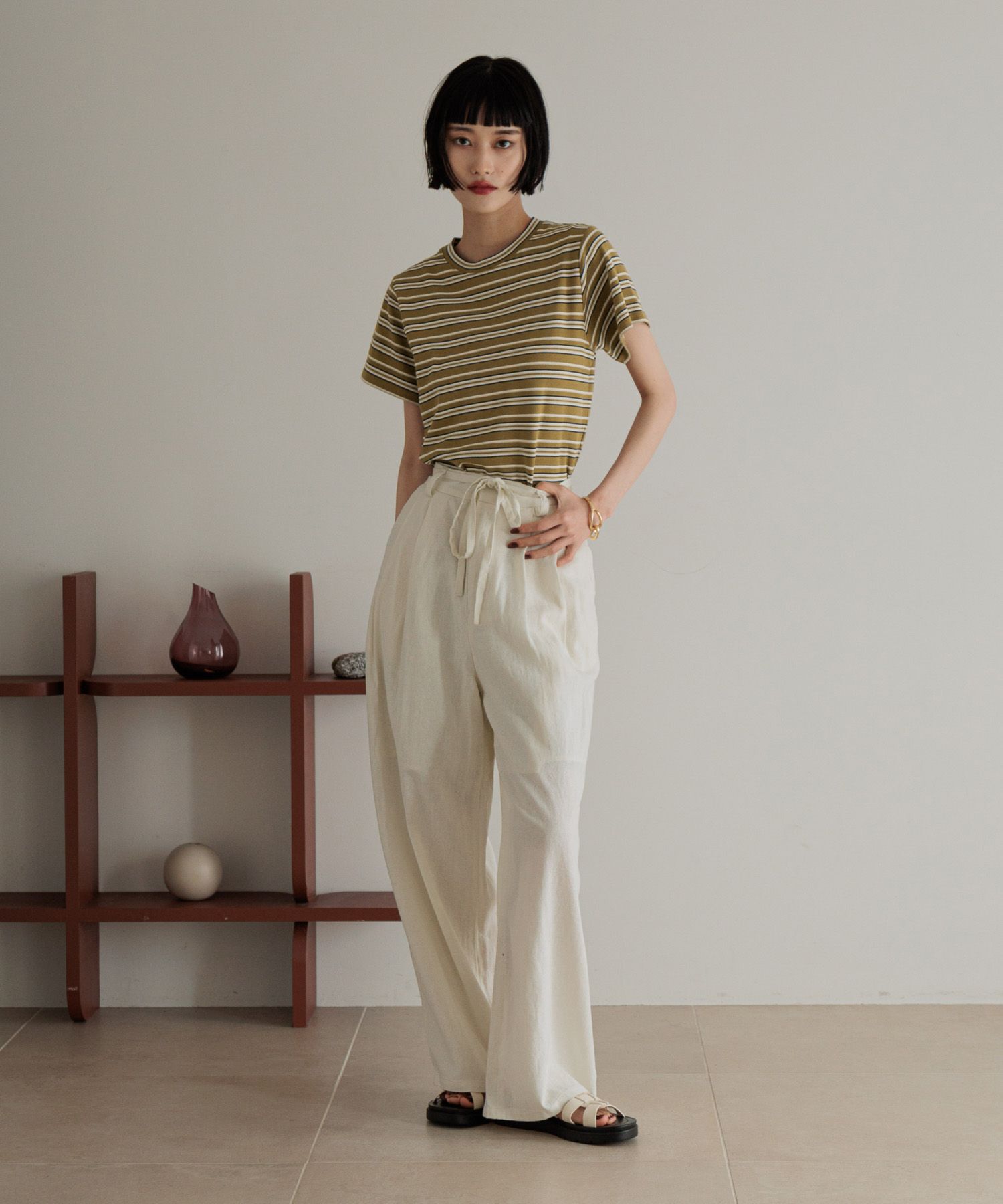 LOWRYS FARM「ノルマンディリネンワイドパンツ」|チノ|