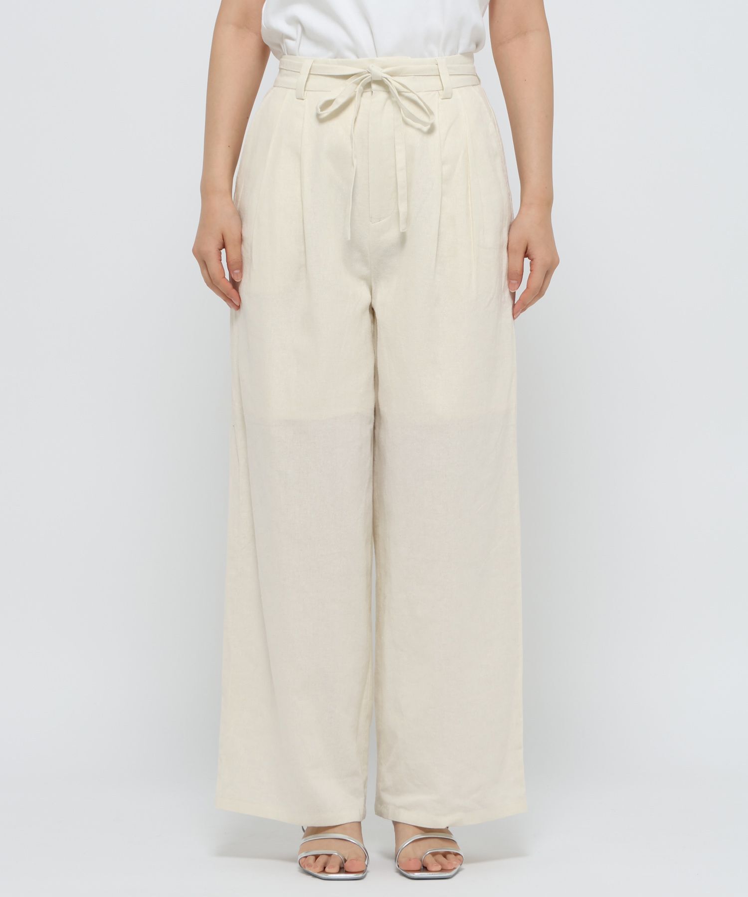 LOWRYS FARM「ノルマンディリネンワイドパンツ」|チノ|