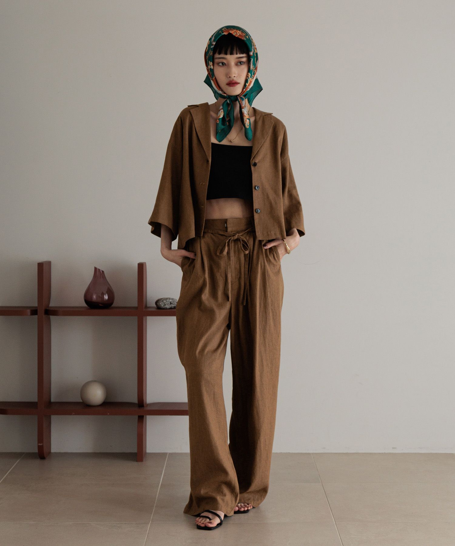 LOWRYS FARM「ノルマンディリネンワイドパンツ」|チノ|