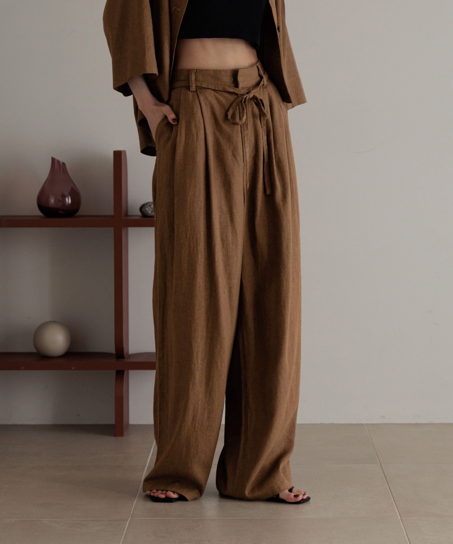 LOWRYS FARM「ノルマンディリネンワイドパンツ」|チノ|