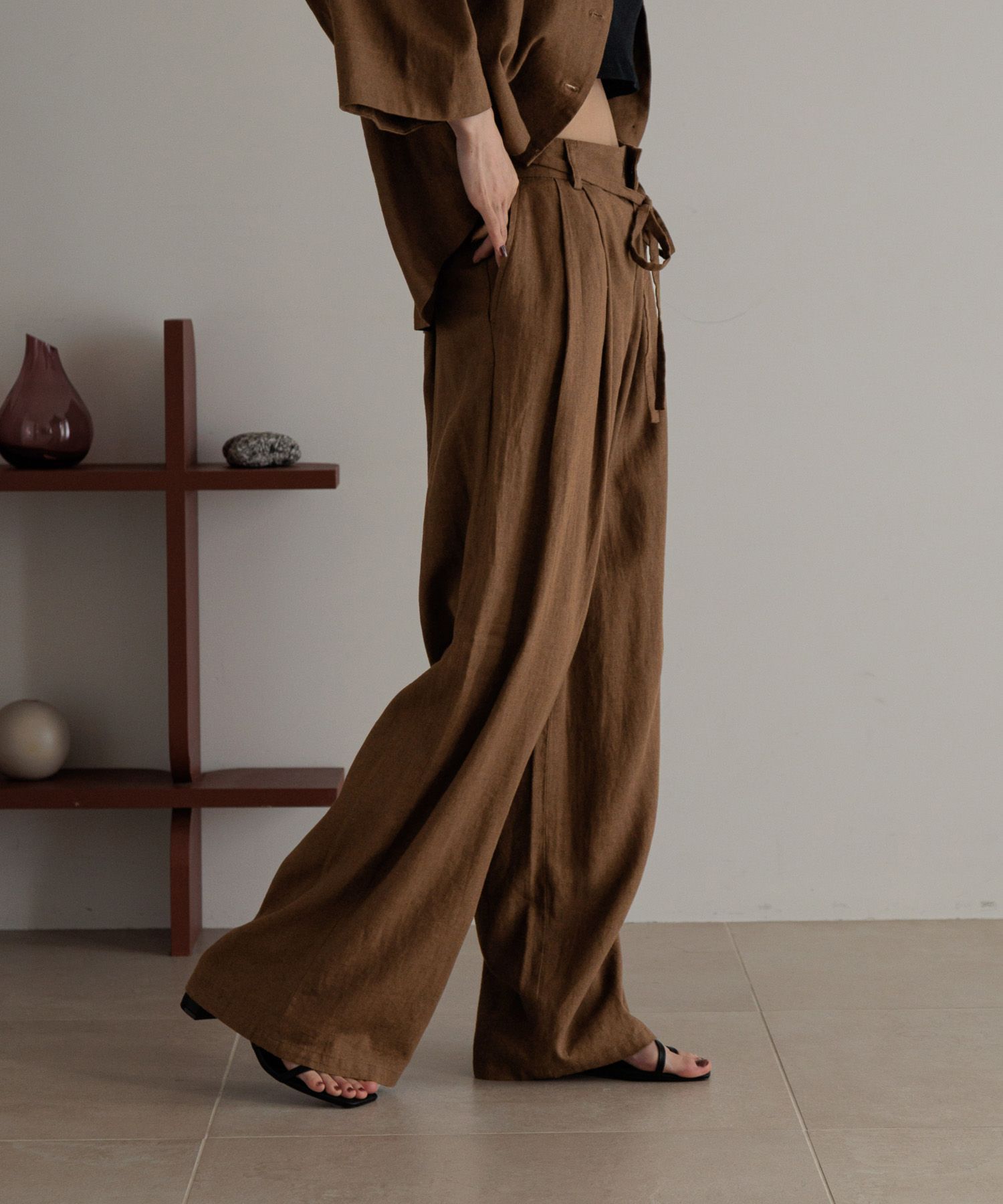 LOWRYS FARM「ノルマンディリネンワイドパンツ」|チノ|