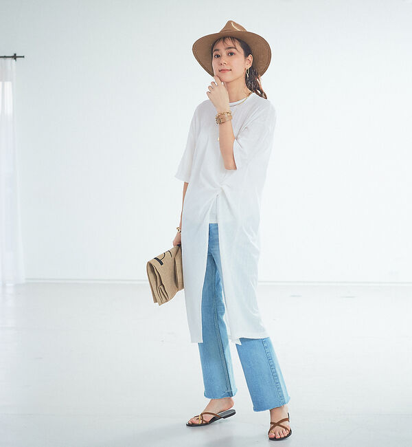 Rouge vif「テレコツイストスリットチュニック」|Tシャツ・カットソー|