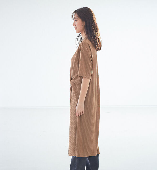 Rouge vif「テレコツイストスリットチュニック」|Tシャツ・カットソー|