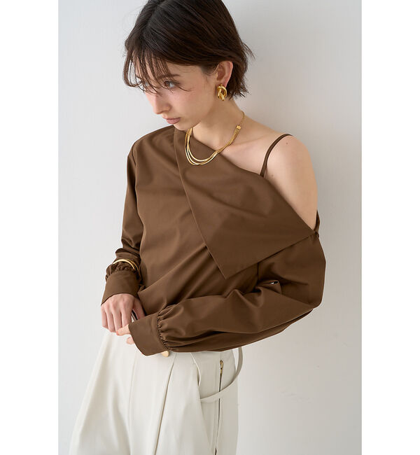 Rouge vif「【新色登場】【一部店舗限定】アシメオフショルブラウス」|シャツ・ブラウス|