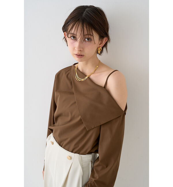 Rouge vif「【新色登場】【一部店舗限定】アシメオフショルブラウス」|シャツ・ブラウス|