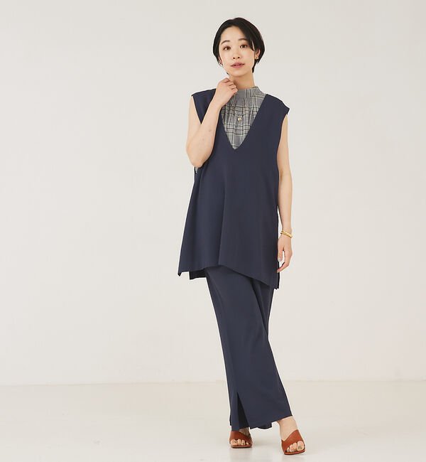 qualite「《セットアップ対応》レーヨンストレッチ2WAYニットジレ」|ベスト・ジレ|