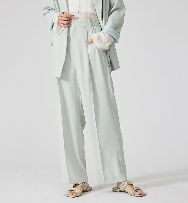 qualite「【セットアップ対応】マットサテンストレートパンツ」|その他|セージグリーン