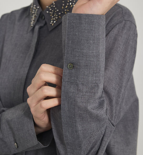 qualite「【襟取り外し可能】ビーディングカラーシャツ」|シャツ・ブラウス|