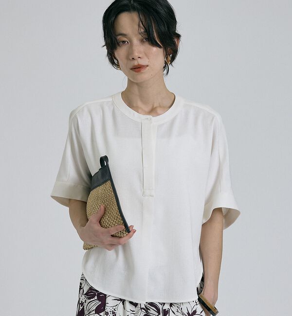 qualite「【ベストセラーアイテム！新色追加】リネンライクスリットブラウス/セットアップ対応」|シャツ・ブラウス|