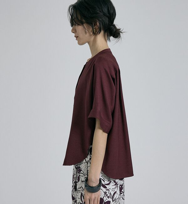 qualite「【ベストセラーアイテム！新色追加】リネンライクスリットブラウス/セットアップ対応」|シャツ・ブラウス|