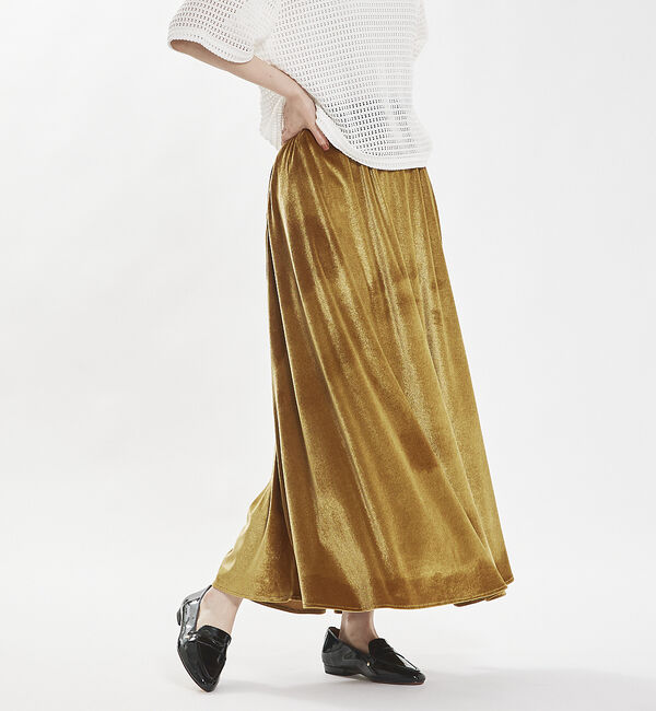 abahouse mavie「フラワープリント＆ベロアロングスカート」|スカート|