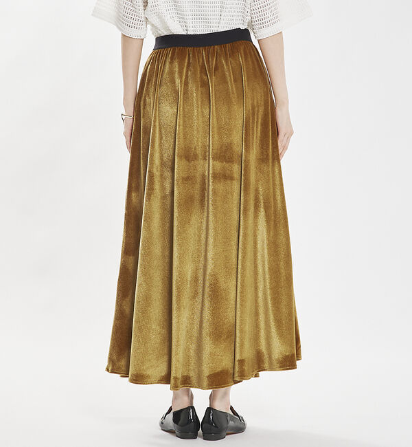 abahouse mavie「フラワープリント＆ベロアロングスカート」|スカート|