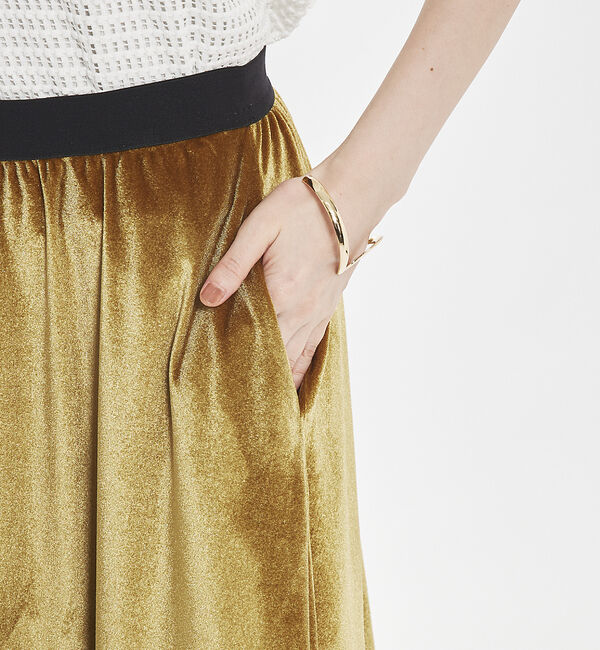 abahouse mavie「フラワープリント＆ベロアロングスカート」|スカート|