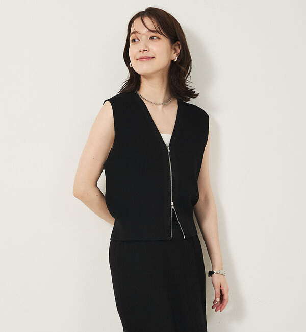 abahouse mavie「【セットアップ対応】ジップニットベスト」|ベスト・ジレ|