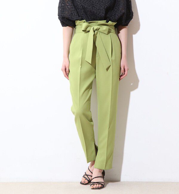  「麻調スリットタックパンツ(セットアップ対応可）」|その他|グリーン系その他