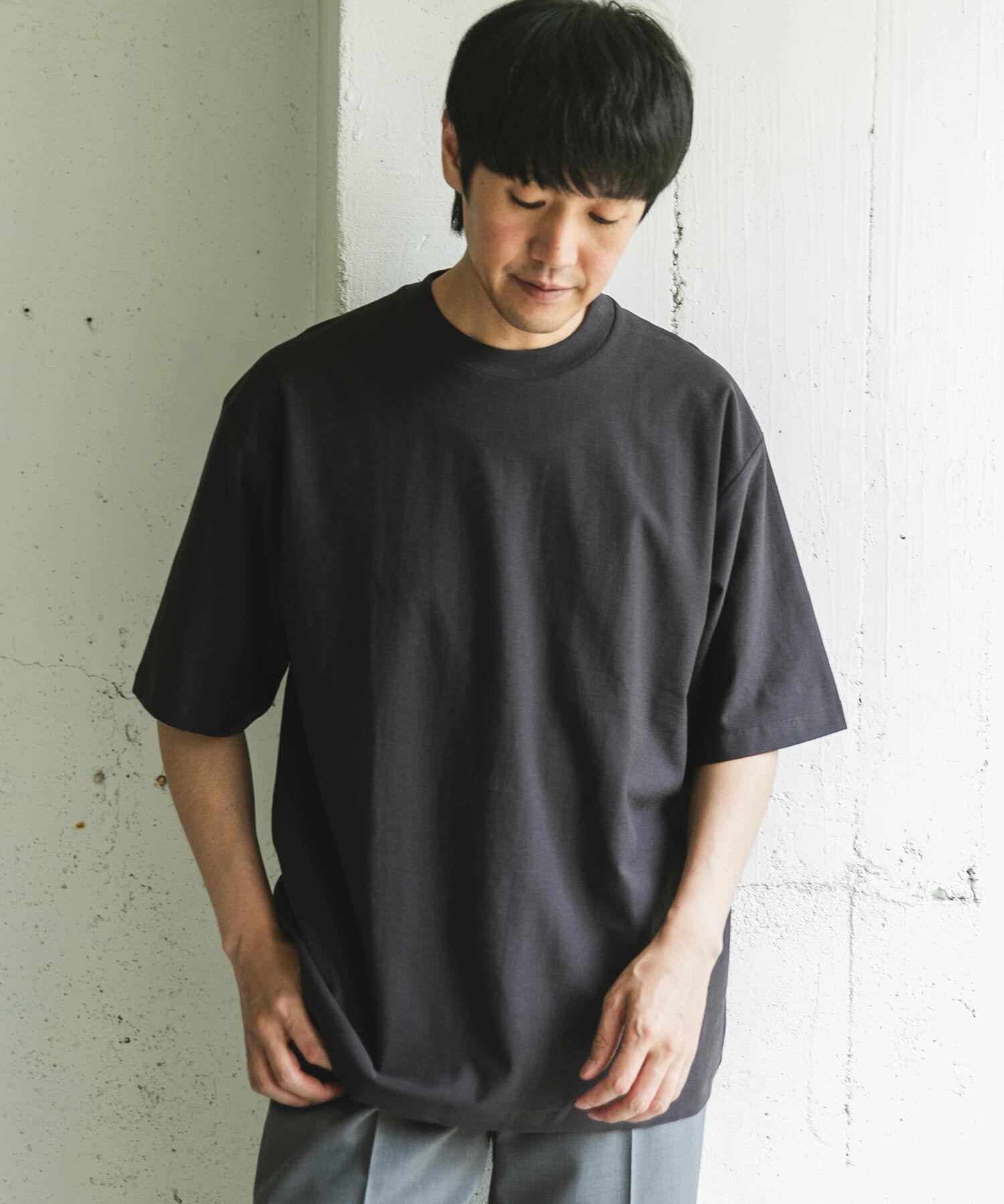 URBAN RESEARCH DOORS「ミラノリブシルケット ショートスリーブTシャツ」|Tシャツ・カットソー|チャコールグレー