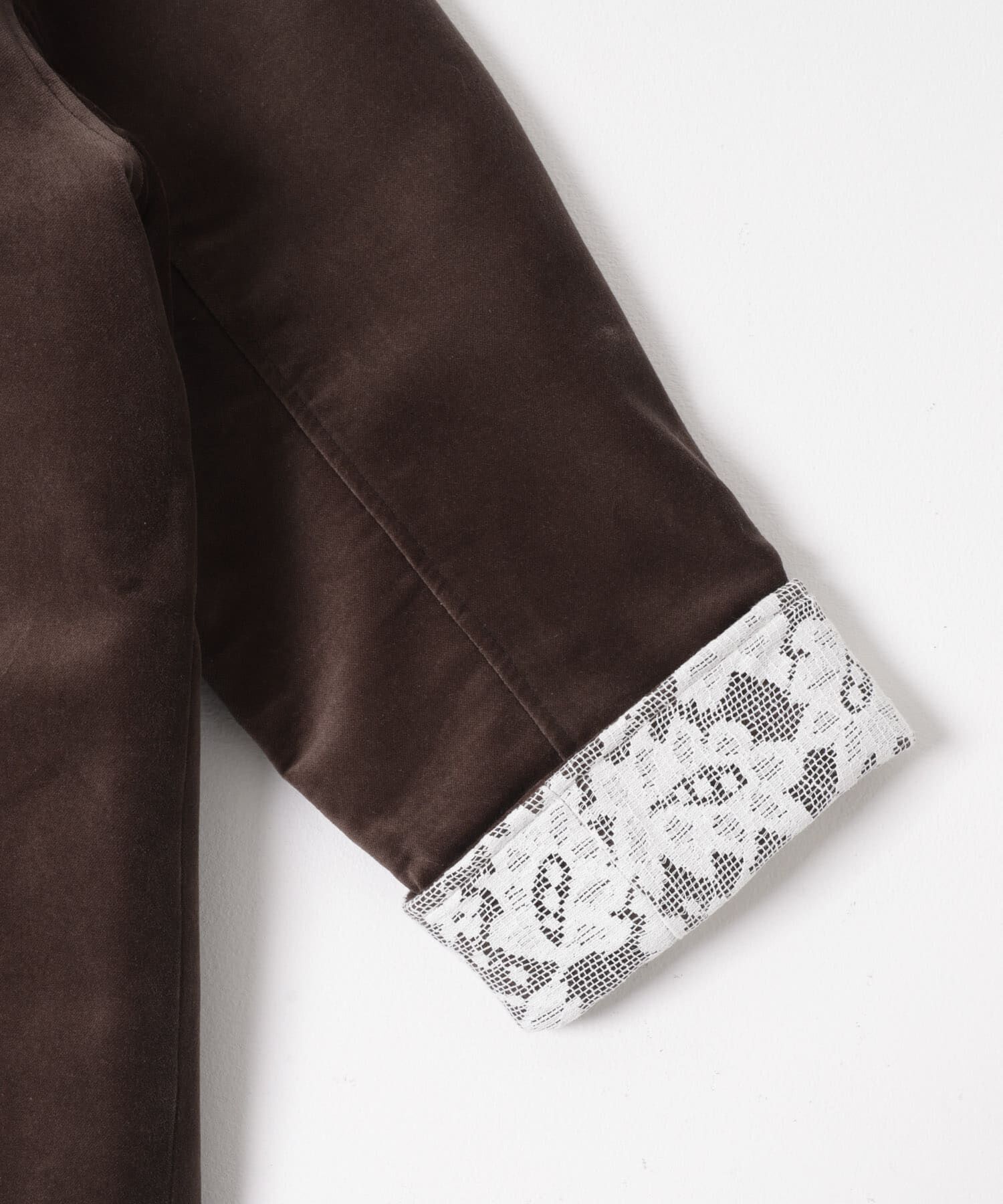  「ベロアBIGジャケット」|ノーカラーコート|