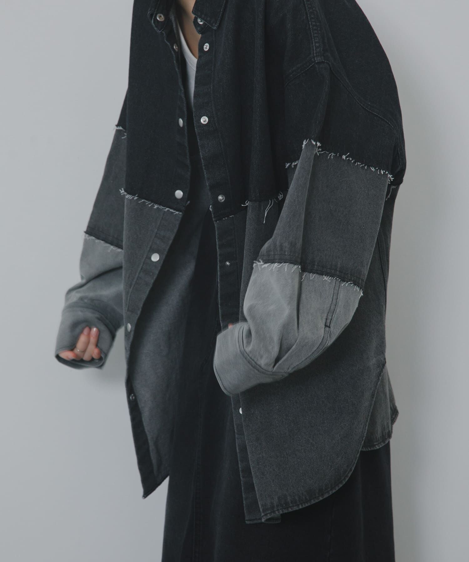  「パッチワークBIGデニムシャツ」|シャツ・ブラウス|