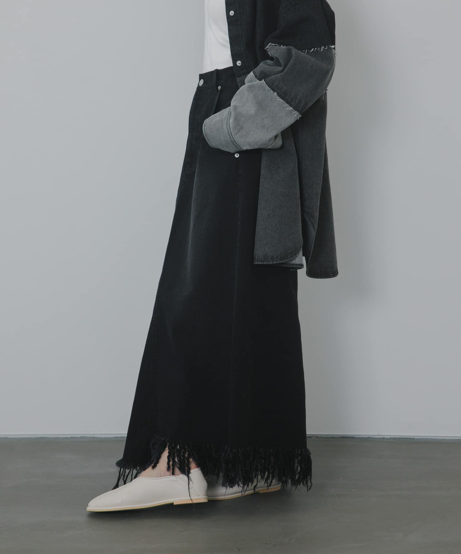  「アシメフリンジデニムスカート」|スカート|