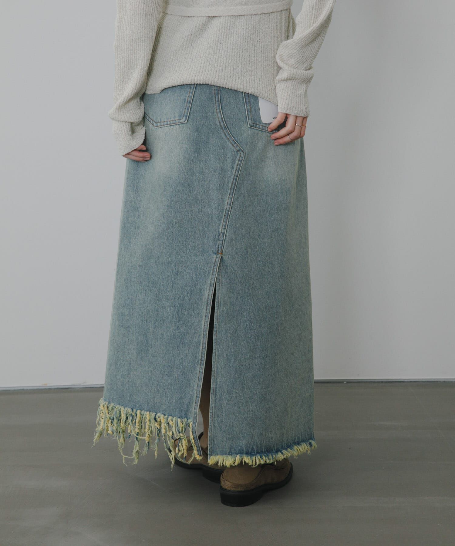  「アシメフリンジデニムスカート」|スカート|