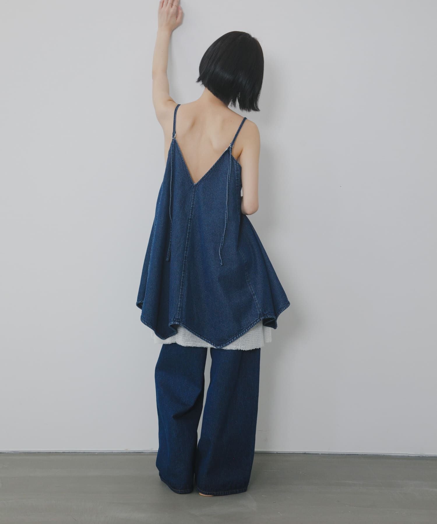  「メッシュレイヤードデニムキャミワンピース」|ワンピース|
