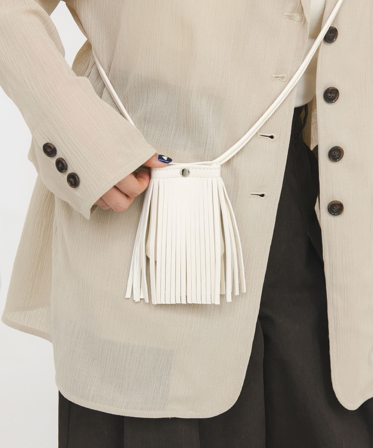  「フリンジマルチアクセサリー」|ポーチ|アイボリー