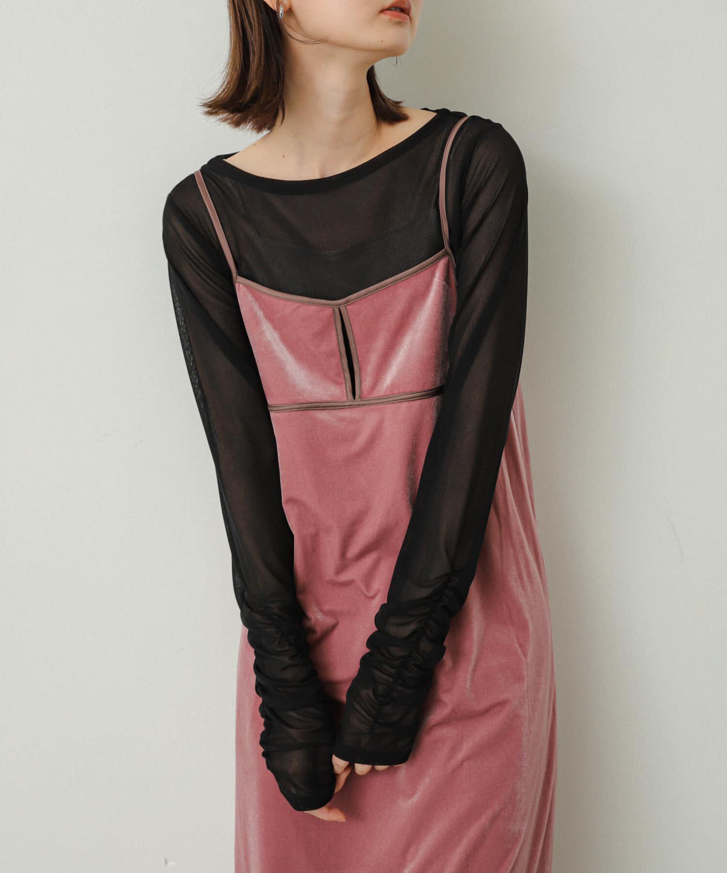 SENSE OF PLACE by URBAN RESEARCH「フロントスリットベロアキャミワンピース」|ワンピース|