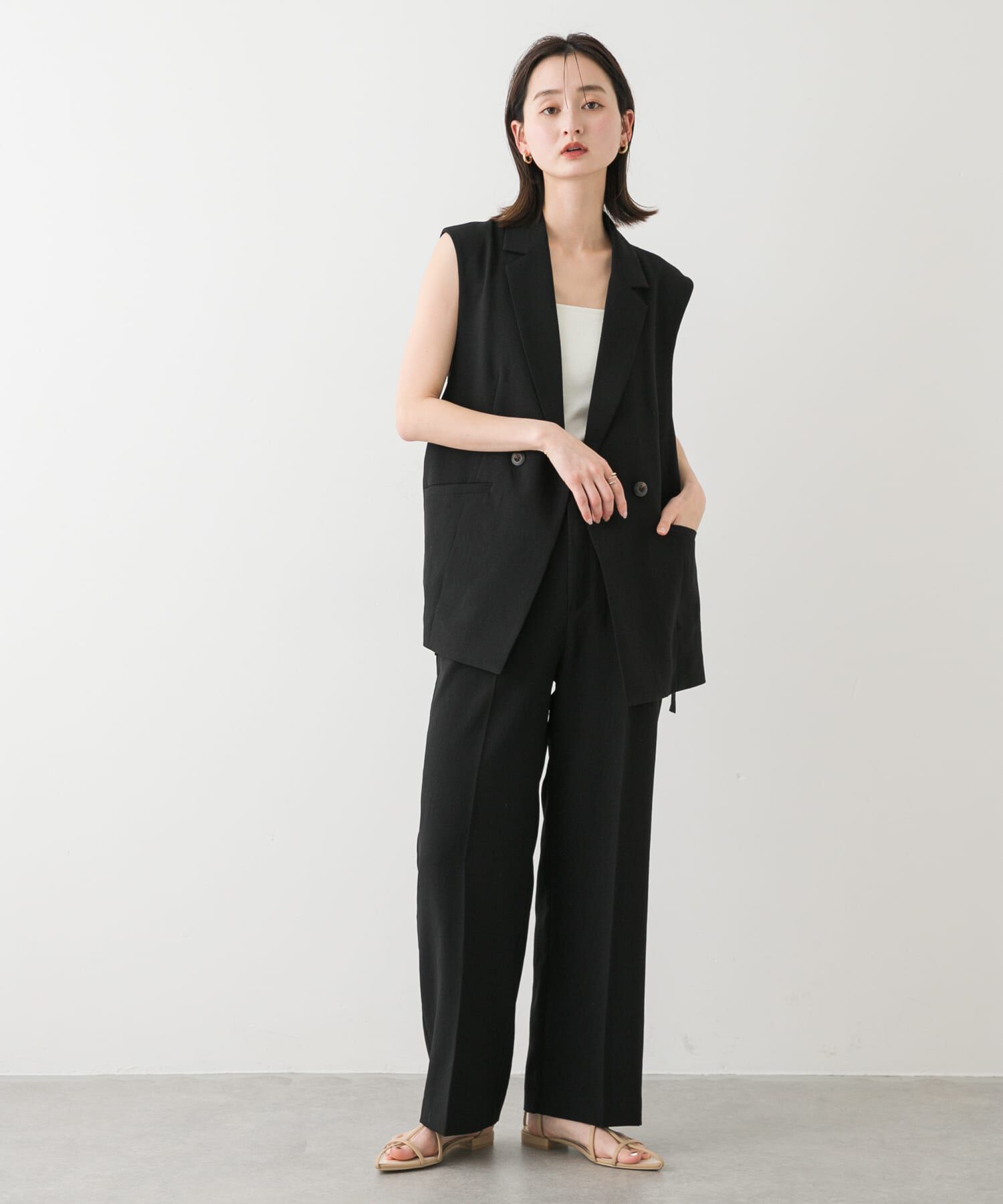 SENSE OF PLACE by URBAN RESEARCH「『UR TECH DRYLUXE』リネンライクサイドベルトジレ」|ベスト・ジレ|