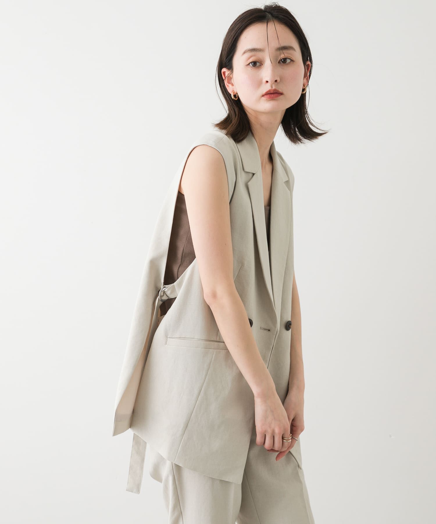 SENSE OF PLACE by URBAN RESEARCH「『UR TECH DRYLUXE』リネンライクサイドベルトジレ」|ベスト・ジレ|