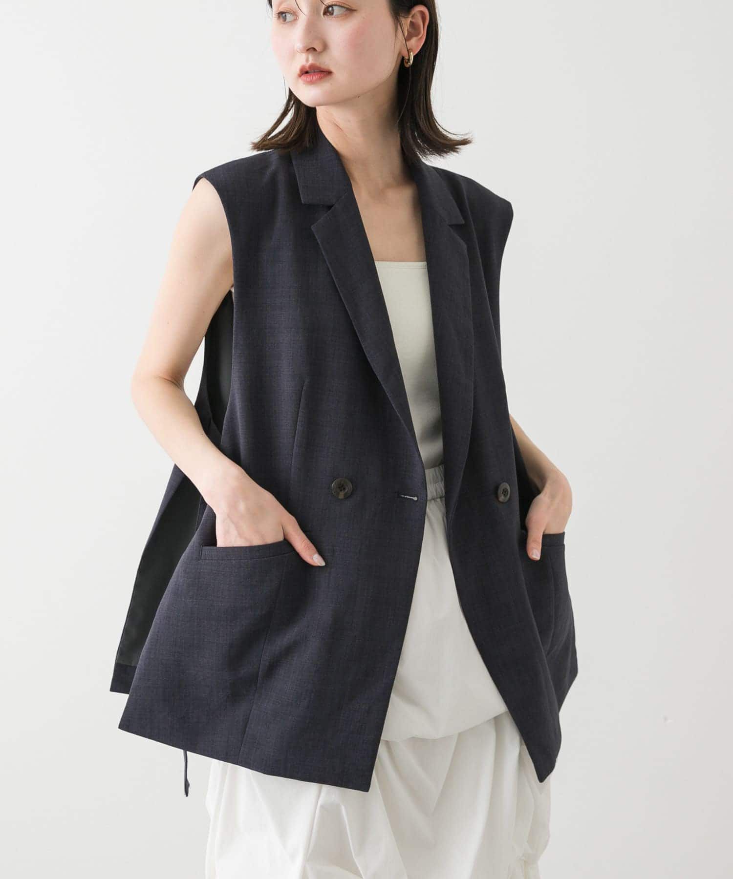 SENSE OF PLACE by URBAN RESEARCH「『UR TECH DRYLUXE』リネンライクサイドベルトジレ」|ベスト・ジレ|