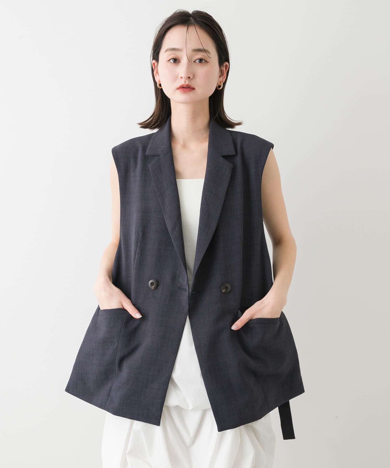 SENSE OF PLACE by URBAN RESEARCH「『UR TECH DRYLUXE』リネンライクサイドベルトジレ」|ベスト・ジレ|