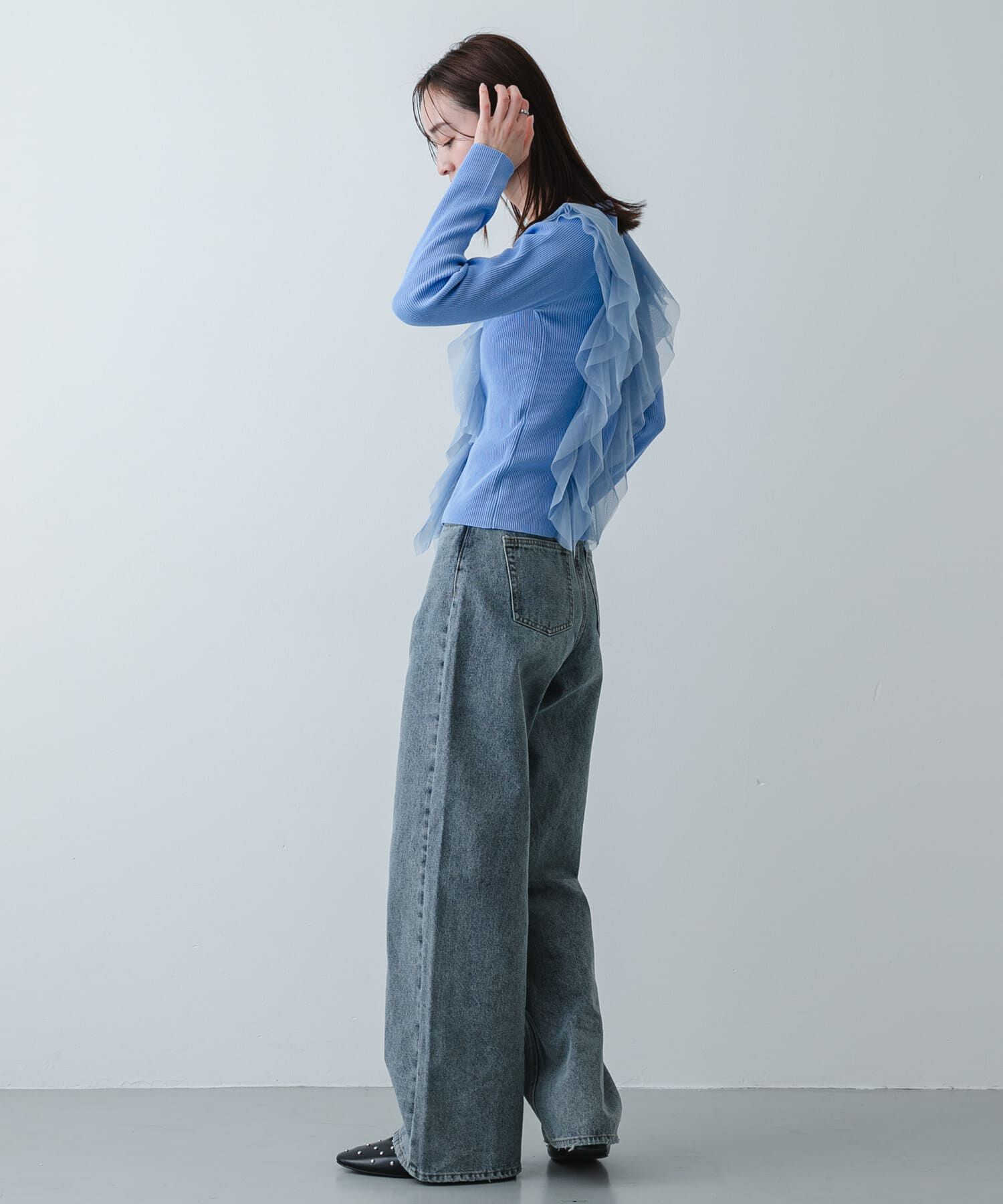 SENSE OF PLACE by URBAN RESEARCH「『洗濯可』チュールフリルニットカーディガン」|カーディガン|