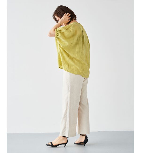 le.coeur blanc「《手洗い可能》シャドーチェックスリーブデザインブラウス」|シャツ・ブラウス|