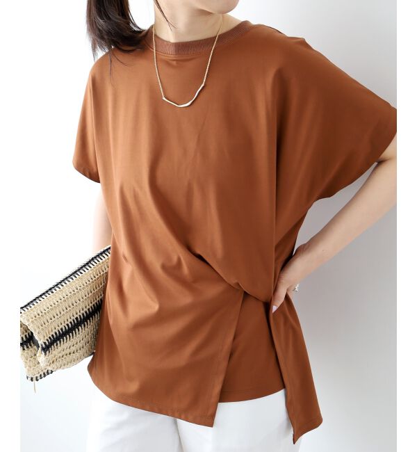  「《WEB限定アイテム》ツイストデザイントップス」|Tシャツ・カットソー|ブラウン