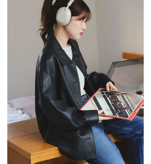  「ステンカラー合皮ジャケット」|その他|