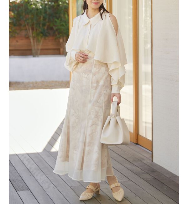 MAJESTICLEGON「シアーレイヤードマーメイドスカート」|スカート|ベージュ柄