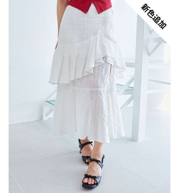  「フリルデザインスリットスカート」|スカート|オフ／柄