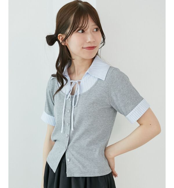  「シャツドッキングカットトップス」|Tシャツ・カットソー|