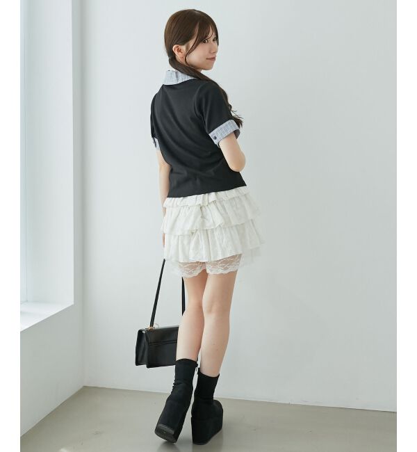  「シャツドッキングカットトップス」|Tシャツ・カットソー|