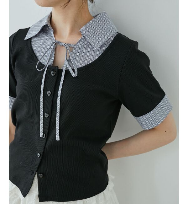  「シャツドッキングカットトップス」|Tシャツ・カットソー|