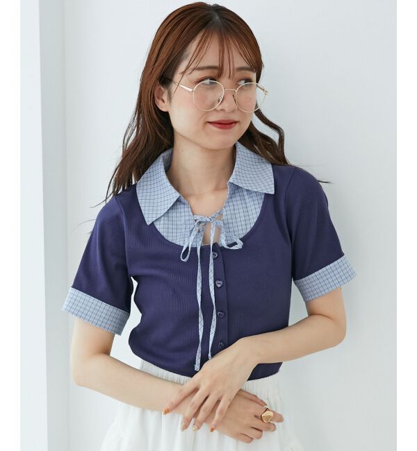  「シャツドッキングカットトップス」|Tシャツ・カットソー|