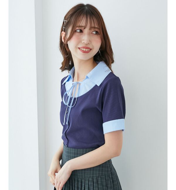  「シャツドッキングカットトップス」|Tシャツ・カットソー|