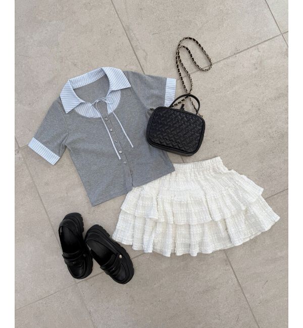  「シャツドッキングカットトップス」|Tシャツ・カットソー|