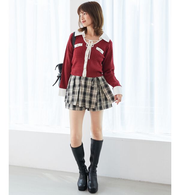  「デコルテオープンバイカラー襟ニット」|ニット・セーター|