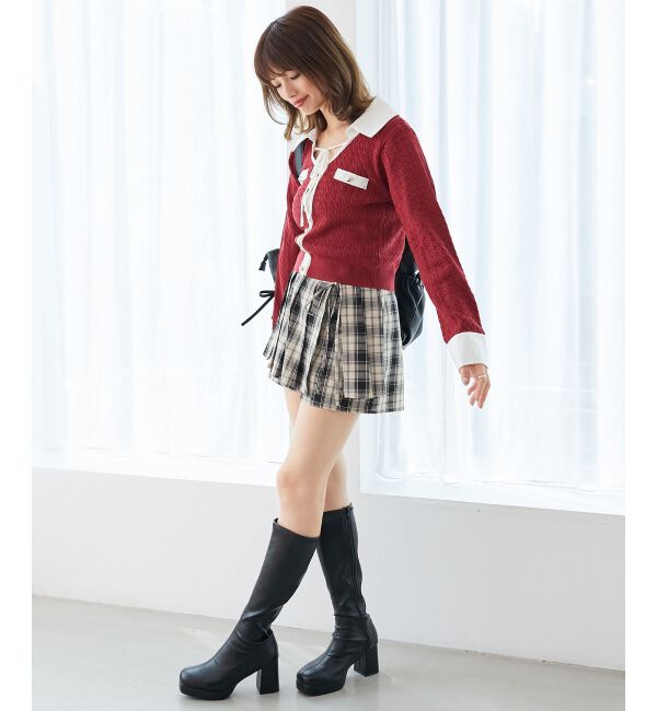  「デコルテオープンバイカラー襟ニット」|ニット・セーター|