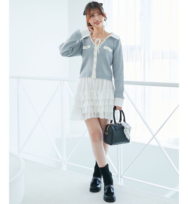  「デコルテオープンバイカラー襟ニット」|ニット・セーター|