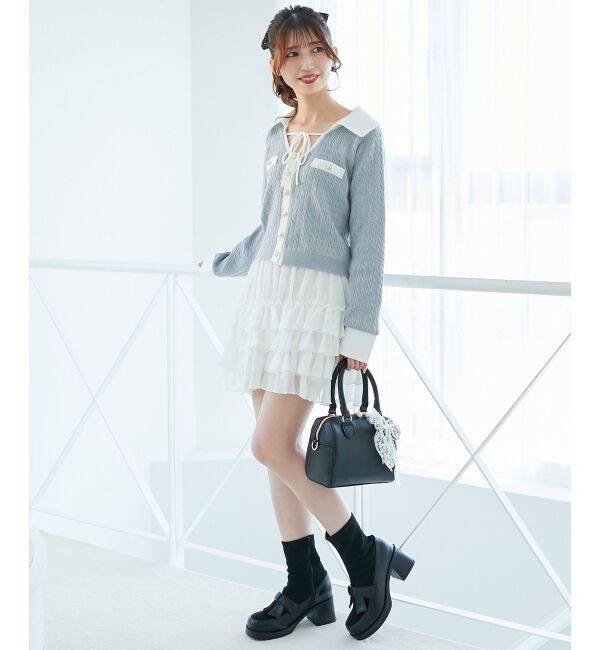  「デコルテオープンバイカラー襟ニット」|ニット・セーター|