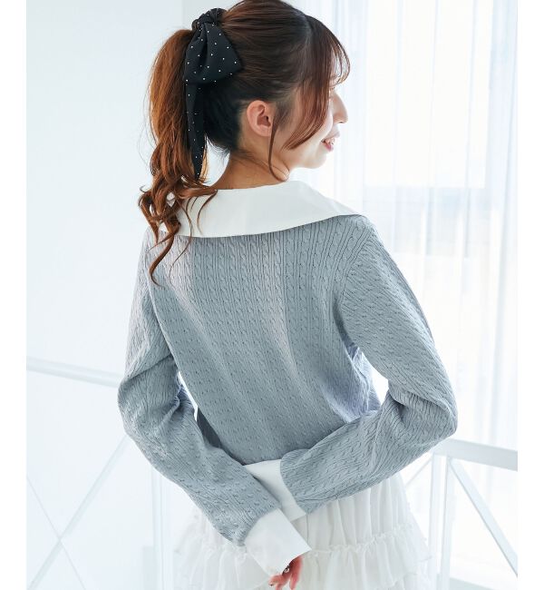  「デコルテオープンバイカラー襟ニット」|ニット・セーター|